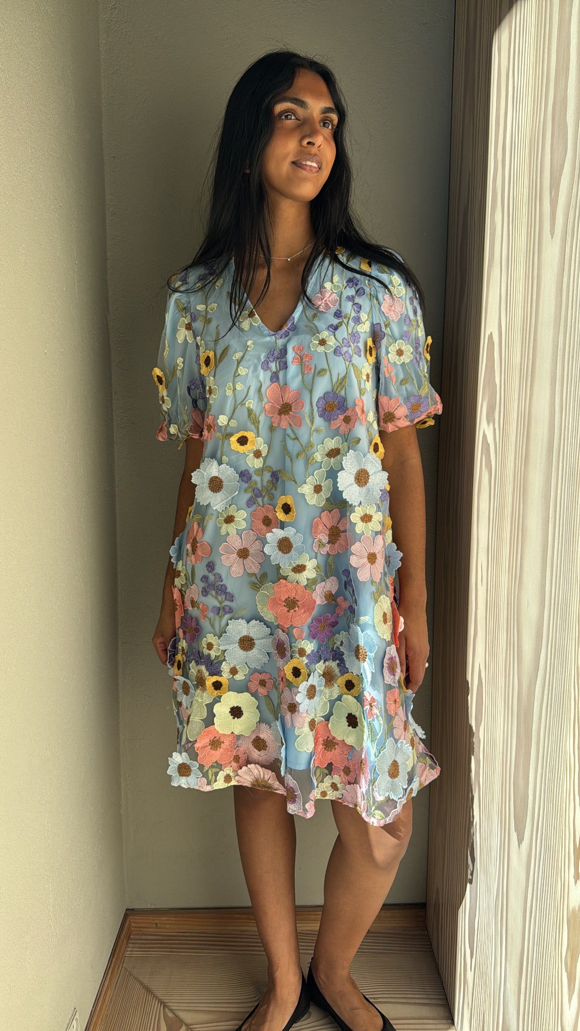 YASFLOWERING Short Dress - Halogen Blue