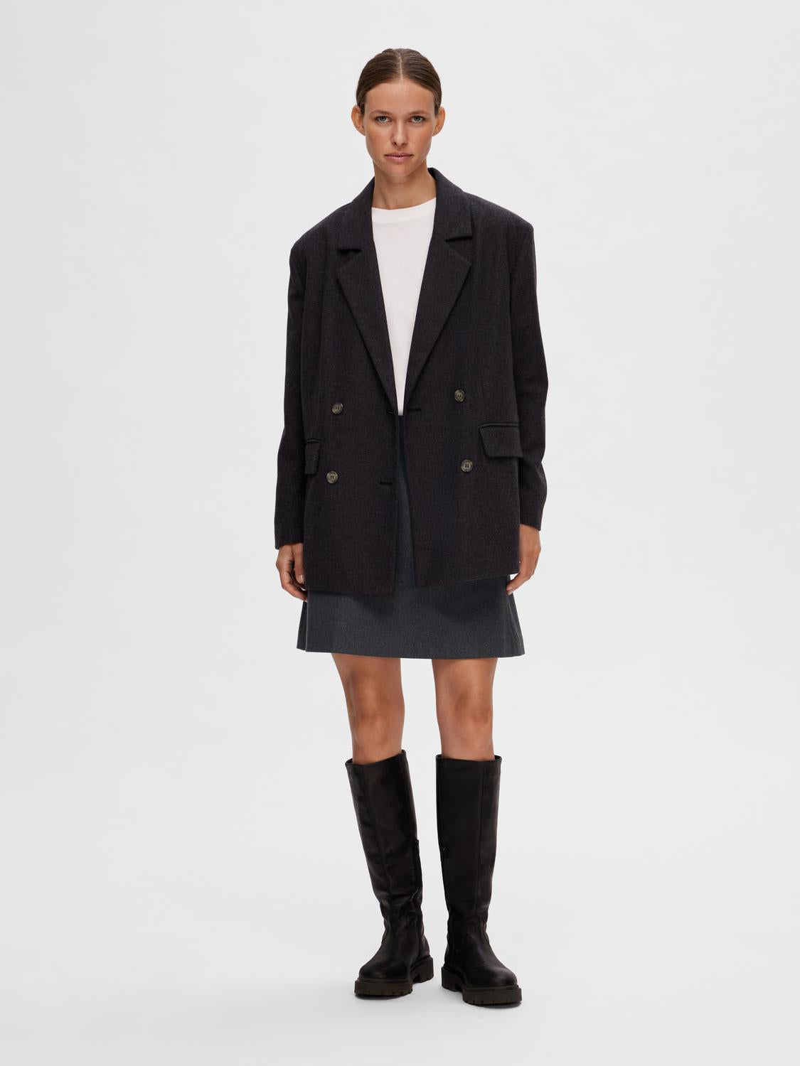 SLFMERCY-ULA Skirt - Dark Grey Melange