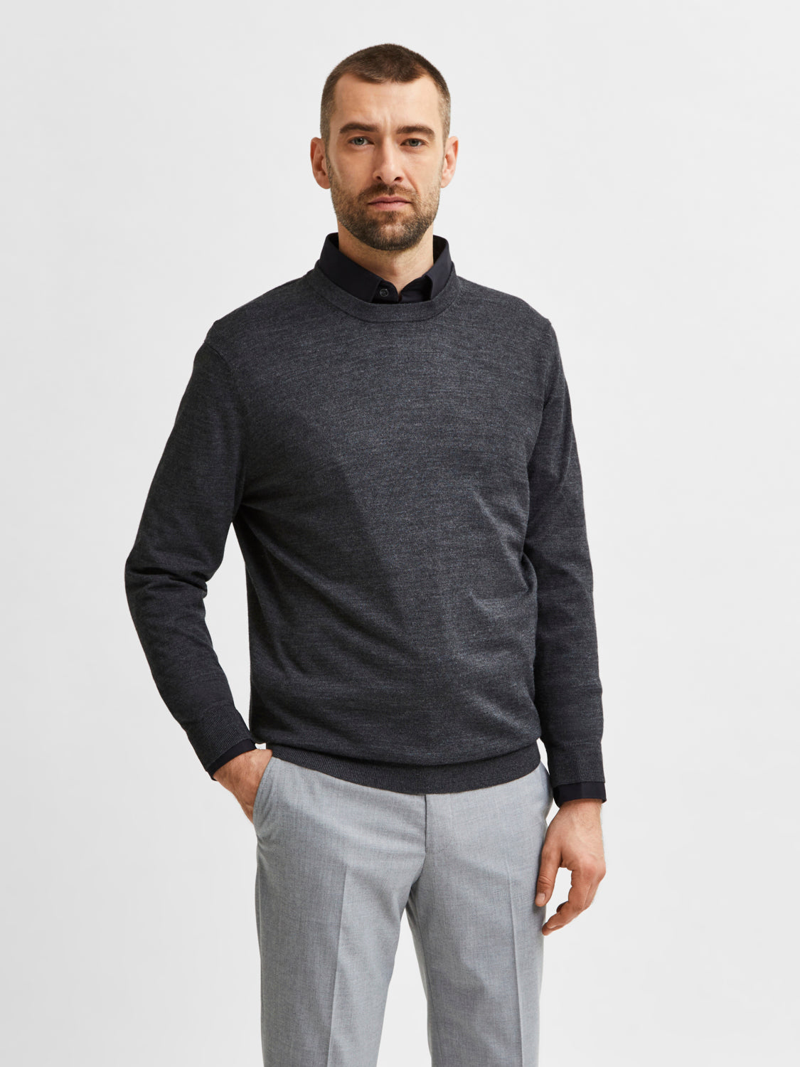 SLHTOWN Pullover - Medium Grey Melange